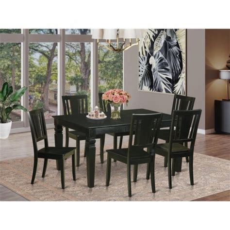 East West Furniture Weston Piece Wood Dining Room Set In Black