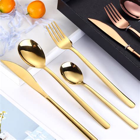 Vintage Stainless Steel Cutlery Set Of 4 Golden Online Premium