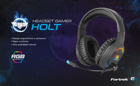 Headset Gamer Rgb Holt Preto Fortrek Br