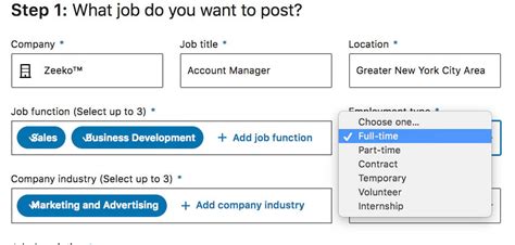 How To Post A Job On Linkedin Choose Employment Type And Seniority