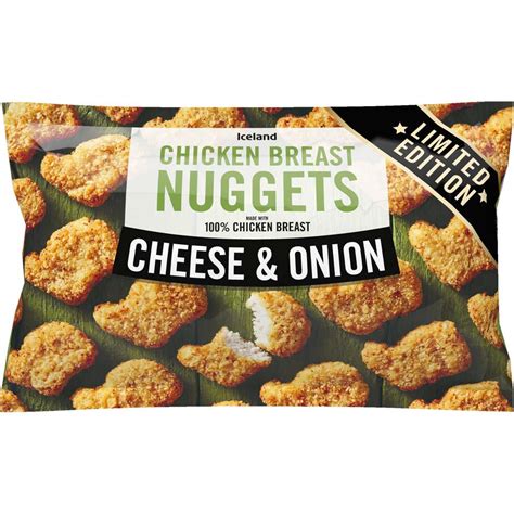 Iceland Cheese and Onion Chicken Breast Nuggets 440g | Breaded ...