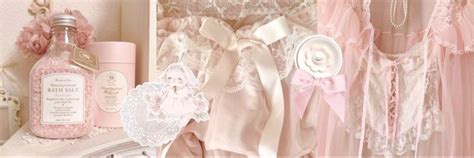 ୨୧ coquette dollette pink white beige cute soft light headers Twitter