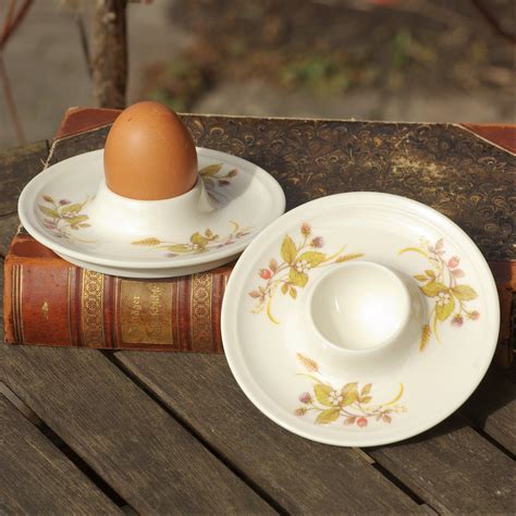 Ceramic Egg Cups Pair Old Egg Holder English Breakfast Egg Stand Vintage Easter Decor