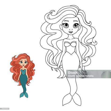 Outline Mermaid Coloring Page Stock Illustration - Download Image Now ...