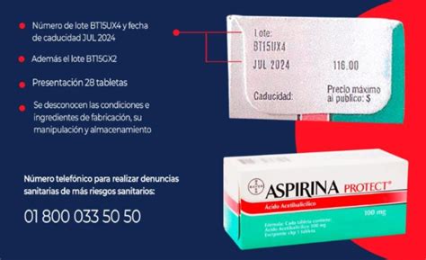 Cofepris Emite Alerta Sanitaria Por Aspirina Protect Falsa Mujer Es Más