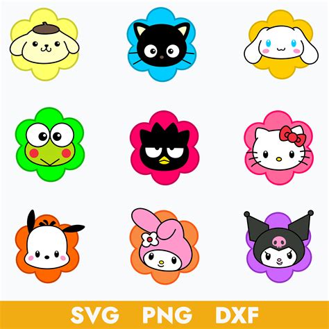 Flower Sanrio Characters Bundle Svg, Sanrio Svg, Sanrio Char | Inspire ...