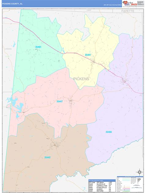 Pickens County Al Wall Map Color Cast Style By Marketmaps