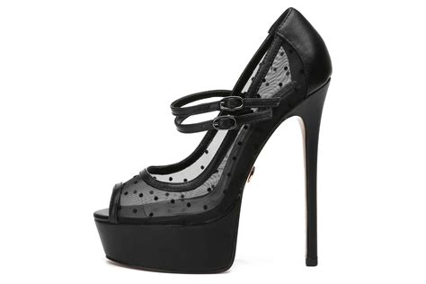 Giaro Pumps in Übergrößen Schwarz D2C KOLLUDE BLACK PU MESH große