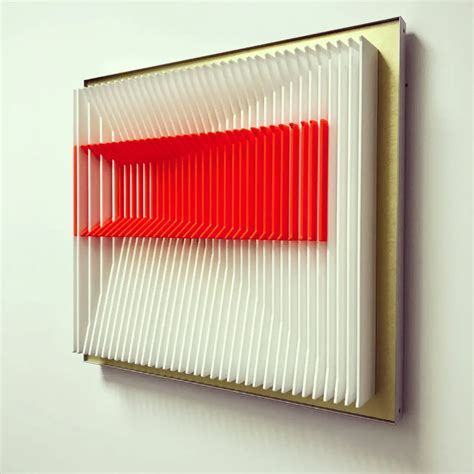 Jose Margulis Orange Inclined Kinetic Wall Sculpture By J Margulis