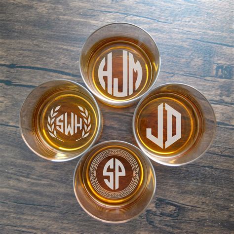 Personalized Engraved Monogrammed Whiskey Glasses Custom Bourbon