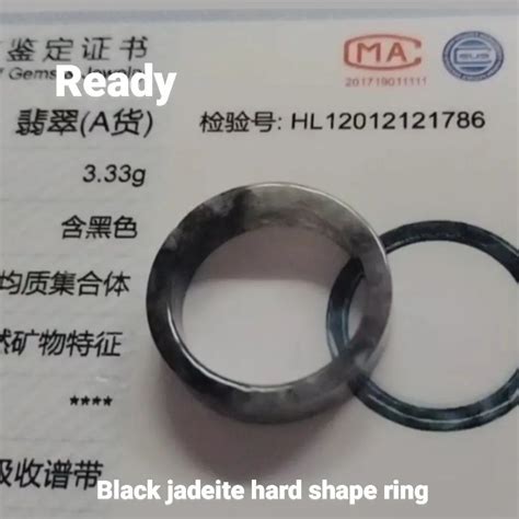 Cincin Mm Giok Asli Jadeite Hitam Premium Bersertifikat