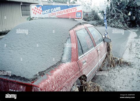 Ash Covers A Vehicle Following The Eruption Of Mount Pinatubo A