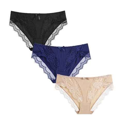 Xmarks Stretchy Lace Trimmed Bikini Underwear Pack Sexy Underwear