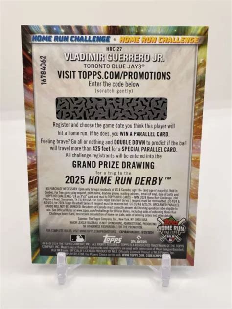 2024 TOPPS SERIES 1 Vladimir Guerrero Jr Home Run Challenge HRC 27