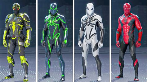 Marvels Avengers All Spider Man Skins Outfits Youtube