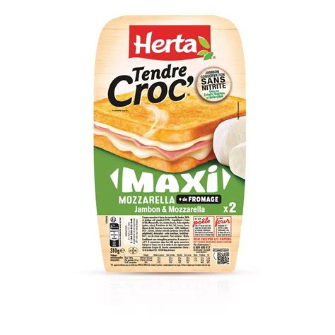 Herta Croque Monsieur Maxi à La Mozzarella 2 Pièces 310g Pas Cher