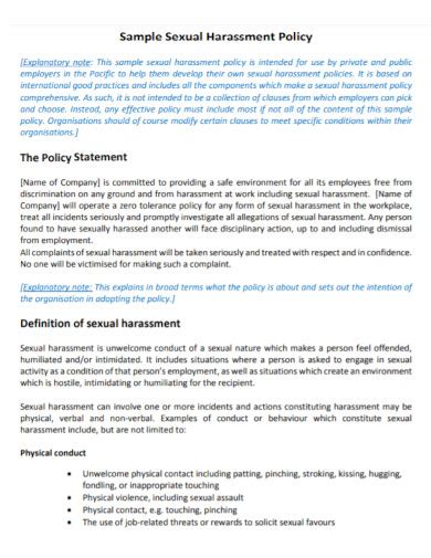 Sexual Harassment Policy 10 Examples Format Pdf Examples