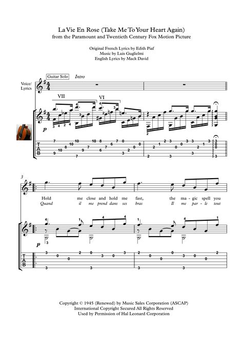 la-vie-en-rose-guitar-solo-sheet-music