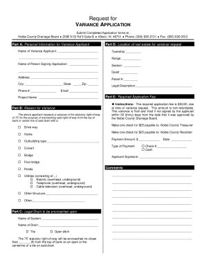 Fillable Online Request For Variance Application Doc Fax Email Print
