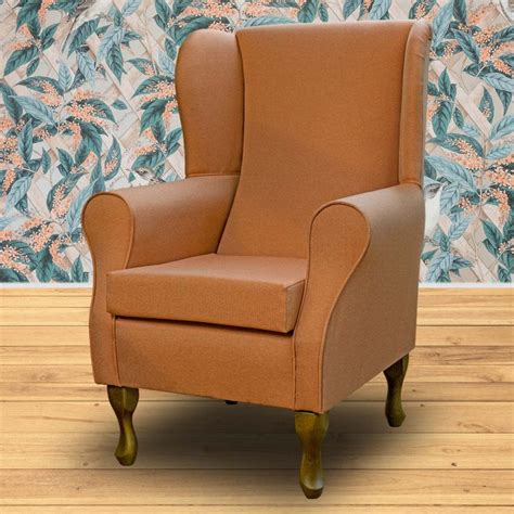 Wingback Chair In A Perth Plain Terracotta Fabric SR13672 Beaumont