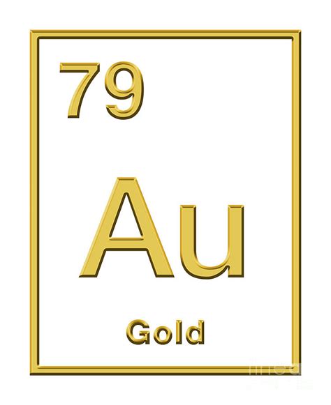 Gold Chemical Element Taken From Periodic Table With Relief Shape