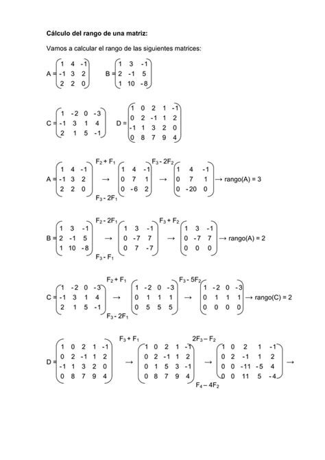 21533843 Calculo Del Rango De Una Matriz Pdf