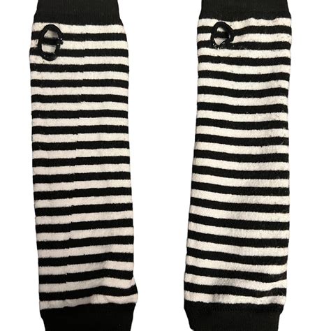 White And Black Striped Fingerless Gloves Perfect Depop