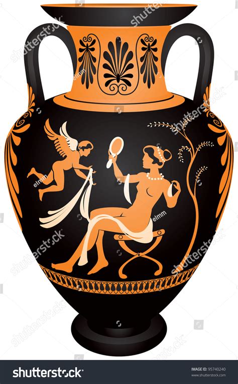 Amphora Redfigure Vase Painting Vector Images Stock Vector