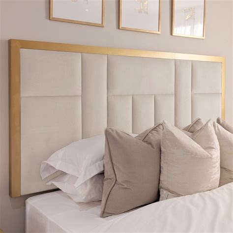 Kensington Cream And Gold Premium Abstract Half Height Headboard Rowen