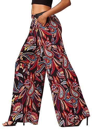 Womens High Waisted Wide Leg Printed Palazzo Pants With