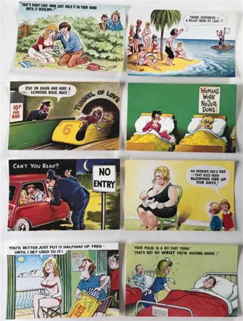 COMIC 8 POSTCARDS Seaside Saucy Topless Nude 1 1 99 PicClick UK