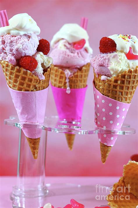 Summertime Pink Ice Cream Cones Photograph By Milleflore Images Fine