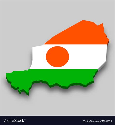 D Isometric Map Niger With National Flag Vector Image