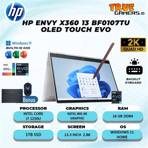 Jual Laptop Hp Envy X360 13 Bf0107tu Oled Touch Evo I7 1250u 16gb 1tbssd Irisxe W11ohs 133 2