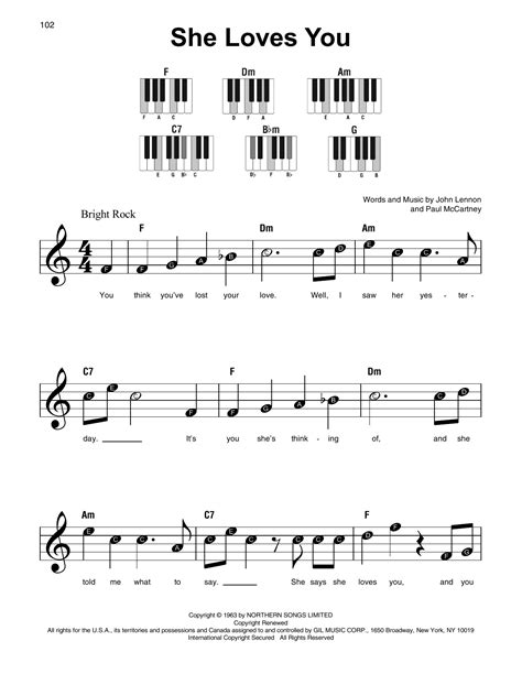 She Loves You By The Beatles Sheet Music For Super Easy Piano At Sheet