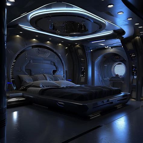 10h Futuristic Spaceship Bedroom In Space Moody Lighting Premium Ai