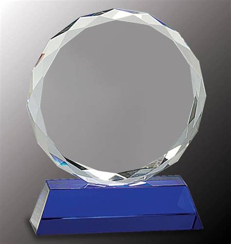 CRY501S CRY501M CRY501L Round Crystal Award on Blue Base