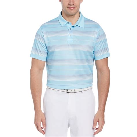 Pga Tour Apparel Ombre Stripe Print Short Sleeve Golf Polo Shirt Pga