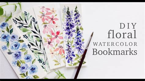 DIY Floral Watercolor Bookmarks - YouTube