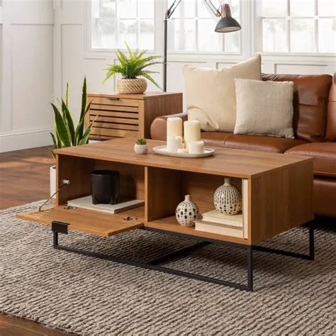 Trevo Wood and Metal Coffee Table with Storage | Revvvd