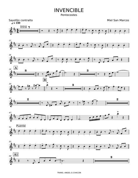 Invencible Miel San Marcos Sheet Music For Saxophone Alto Solo