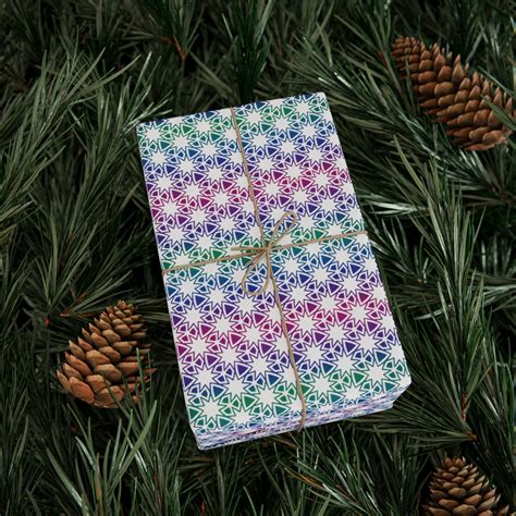 Tessellated 9 Pointed Star Ombré Jewel Toned Gift Wrapping Paper Roll