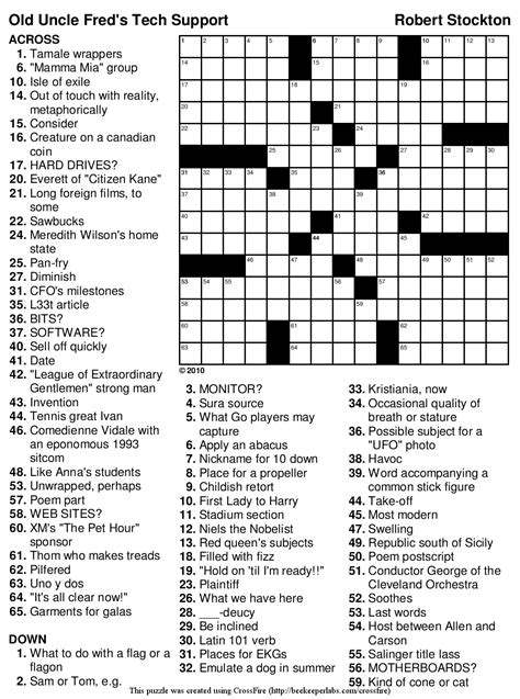 Easy Crossword Puzzle _9Dave Fisher _Puzzlesaboutcom_Lonyoo - Printable Tv Crossword Puzzles ...