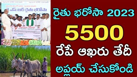 ఏపీ రైతులకు రైతు భరోసా 5500 రేపే చివరితేదీ వెంటనే అప్లై చేసుకోండిap