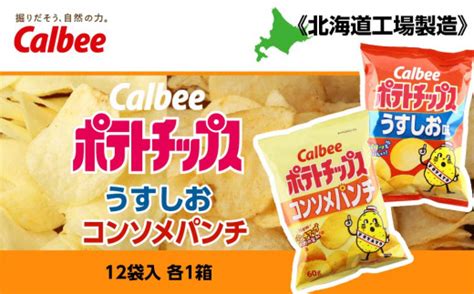 カルビーポテトチップス＜うすしお×コンソメパンチ＞12袋入 各1箱《北海道工場製造》 Vふるさと納税