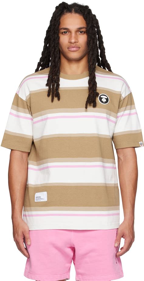 Aape By A Bathing Ape Beige Moonface Patch T Shirt Aape By A Bathing Ape