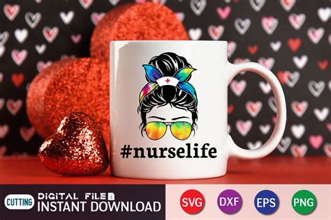 Nurse Life Messy Bun Svg By Funnysvgcrafts Thehungryjpeg