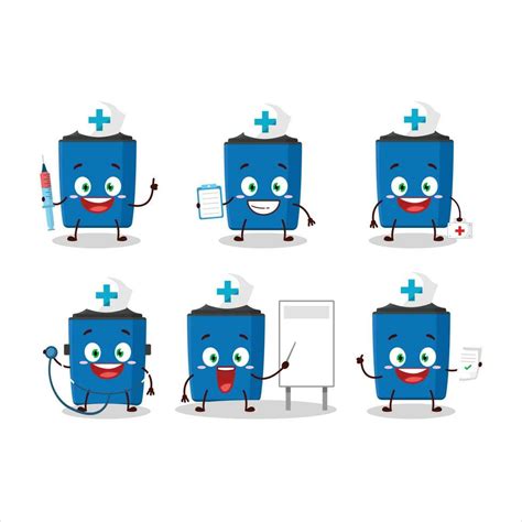 médico profesión emoticon con nuevo azul resaltador dibujos animados