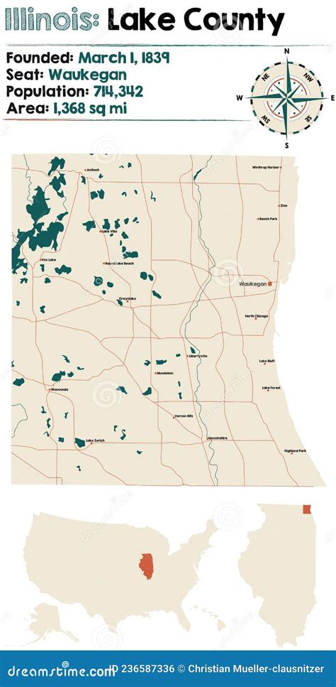 Mapa Do Condado Do Lago Em Illinois Ilustra O Do Vetor Ilustra O De