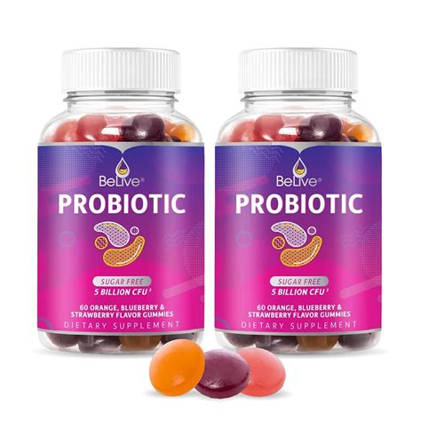 Probiotic Sugar Free Gummies 5 Billion Cfus Gut Digestive Support Immune System Chewable Supplem